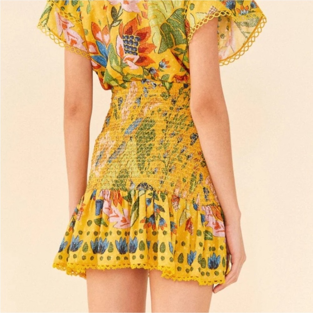 FARM Rio Yellow Summer Garden Mini Skirt - Picture 2 of 11